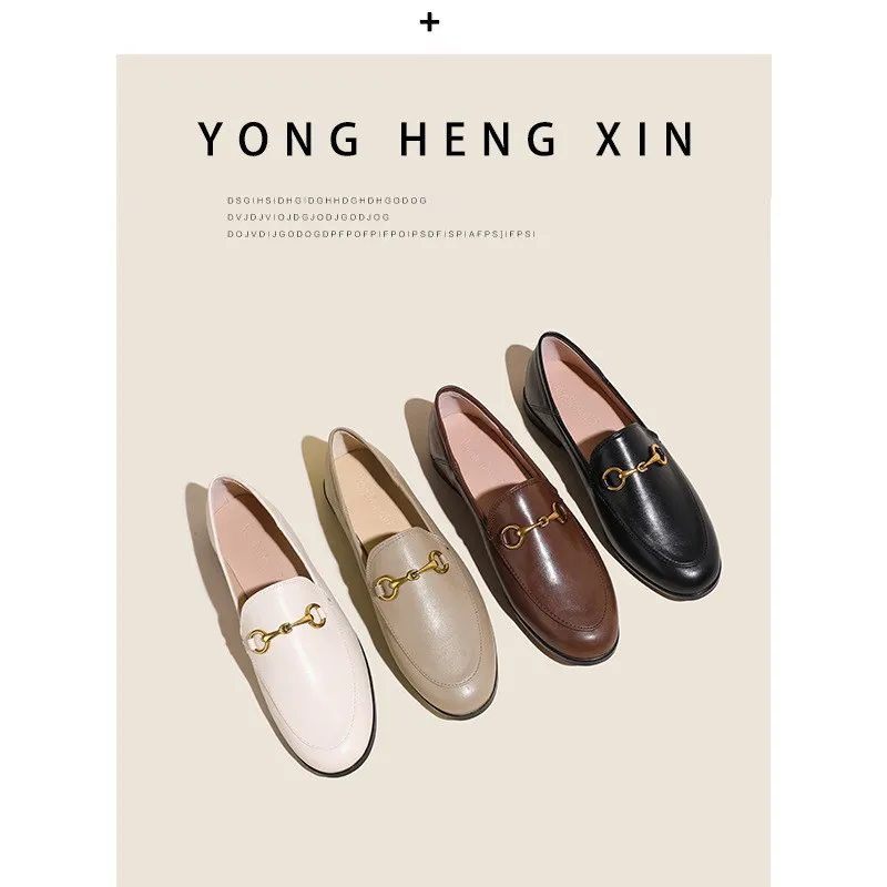 Mr Co Lefu Shoes With Horse Clasp Women Shoes Summer Fashion British Style Soft Leather Flat Bottom Shoes Female Moccasin Loafer