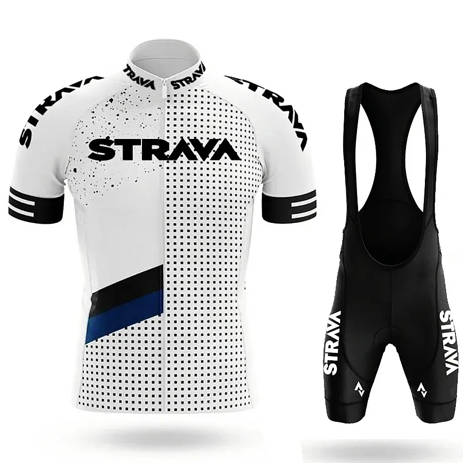 2024 Strava Men's Cycling Shirt Set Summer Breathable Absorb Quick Drying MTB Uniform Wear