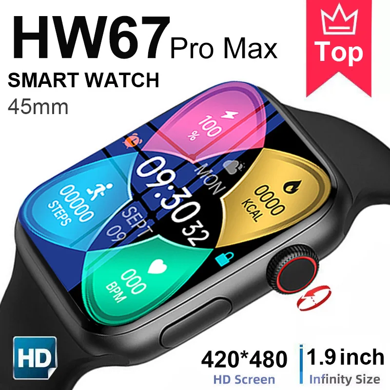 

HW67 Pro Max Smart Watch Men Women 1.9" NFC Bluetooth Call Smarwatch For Apple Huawei PK S7 M36 Plus iwo W27 Pro Wach Series 7