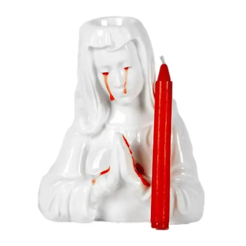 Crying Mary Figurine Pillar Candle Holders Mary Figurine Pillar Candle Holders Candle Artistic Candle