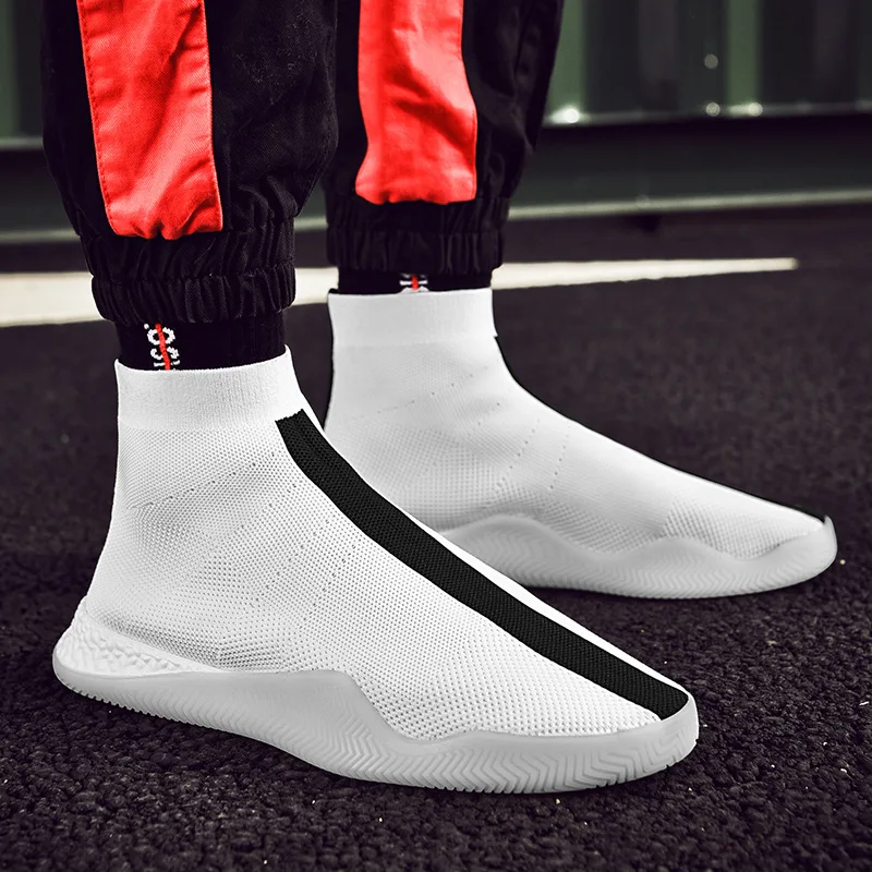 

Shoes Men's Trendy Shoes New Fashion Casual Shoes Personality Flying Line Black and White Set of Feet High-top Socks Shoes Sport