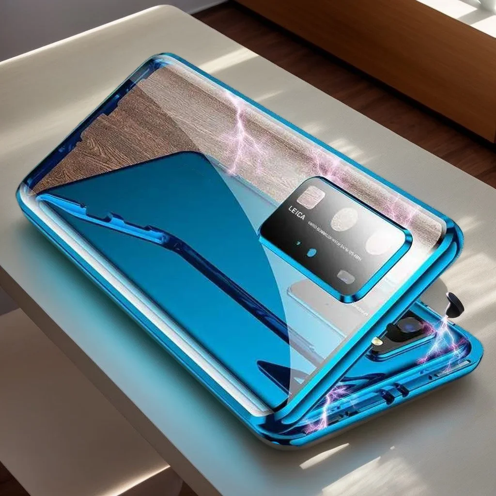 360 ° Металлический магнитный двусторонний объектив из закаленного стекла для Huawei