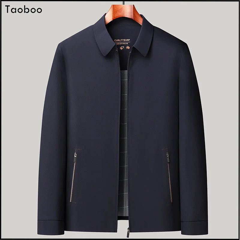 Мужская осенняя куртка Taoboo 2024 с отворотом, деловая однотонная повседневная куртка со стандартной толщиной, новая модная мужская одежда на молнии, 3105