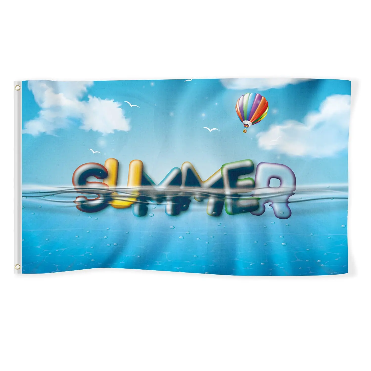 

Hello Summer Flag 3x5 Ft Banner Decorations Swimming Pool Duck Swim Ring Yard Sign Party Supplies Holiday Decoration