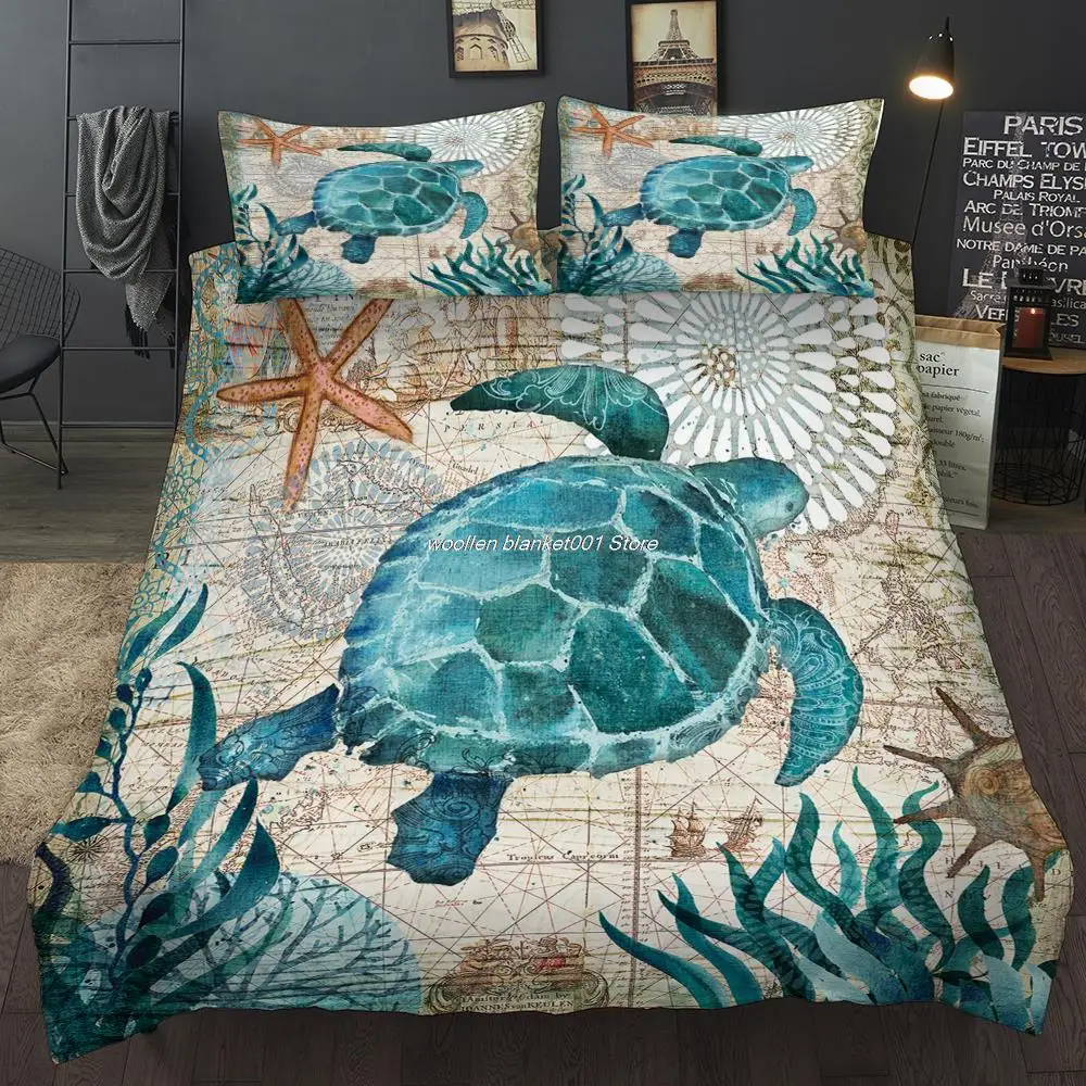 

Ocean Series Sea Turtle Seahorse Dolphins 3D Bedding Set Comforter Bedding Sets Octopus Bedclothes Bed Linen US AU UK Size