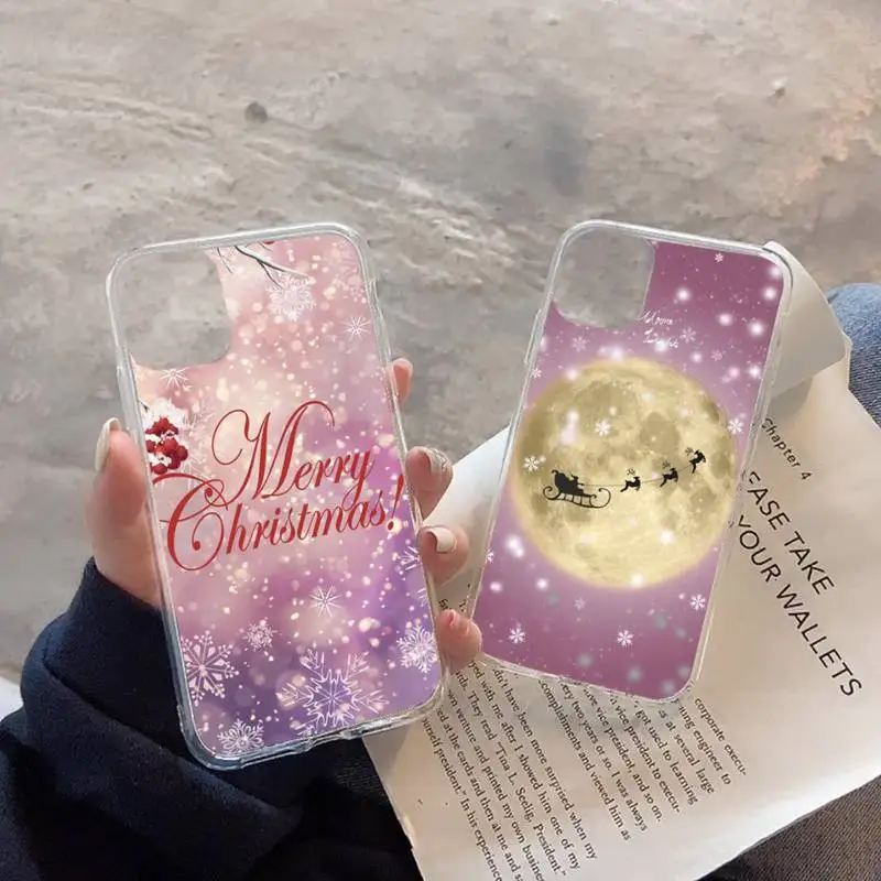 

merry christmas winter snowflake new year gift Phone Case Transparent soft For iphone 11 13 12 14 x xs xr pro max mini plus