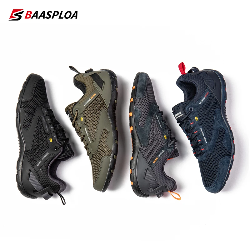 Baasploa 2023 New Men's Outdoor Shoes Mesh Surface Breathable Non-Slip Men's Sports Light Fashion Men's Sports Walking Shoes