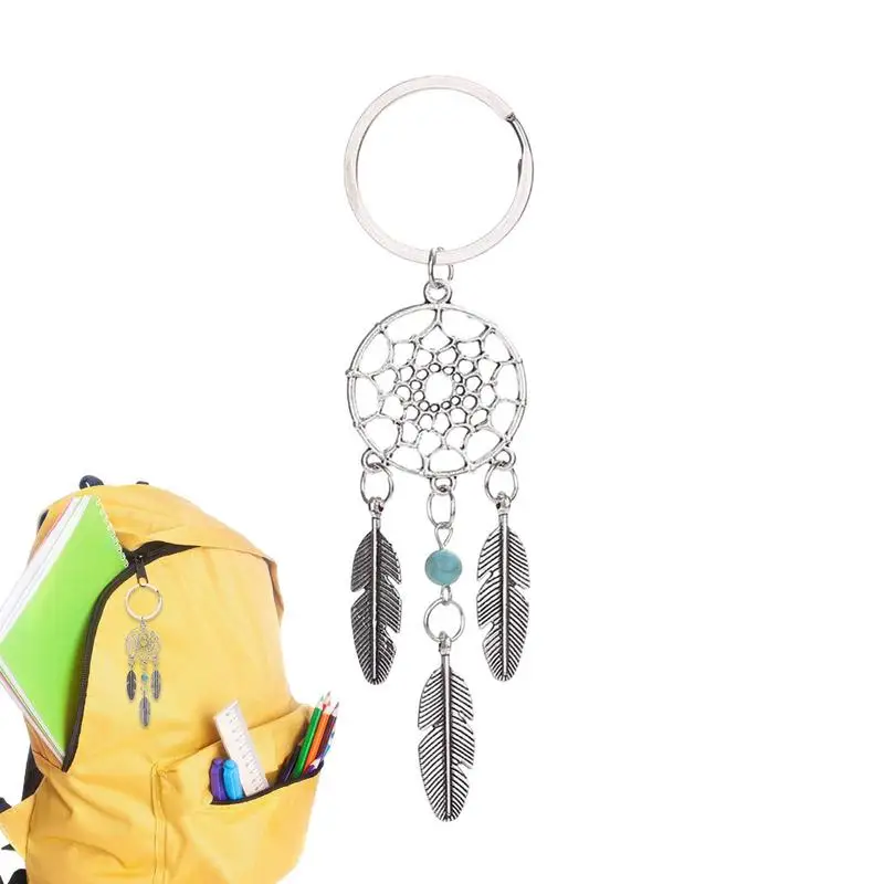 

Fashion Dream Catcher Tone Key Chain Silver Ring Feather Tassels Keyring Keychain For Women And Girl Gifts