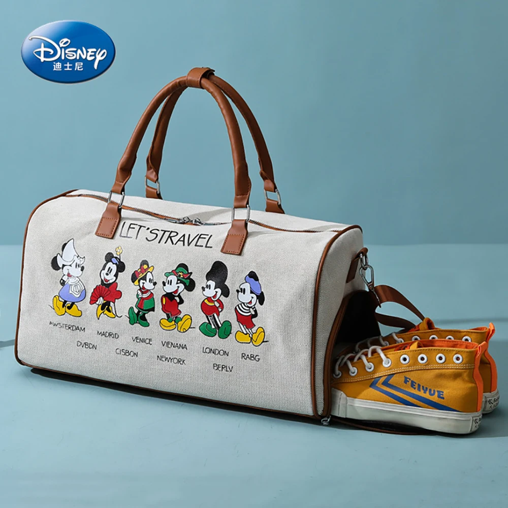 

Disney Ladies Cartoon Travel Bags Female Dry And Wet Separation Large Capacity Totes Women's Bag With Independent Shoe Position