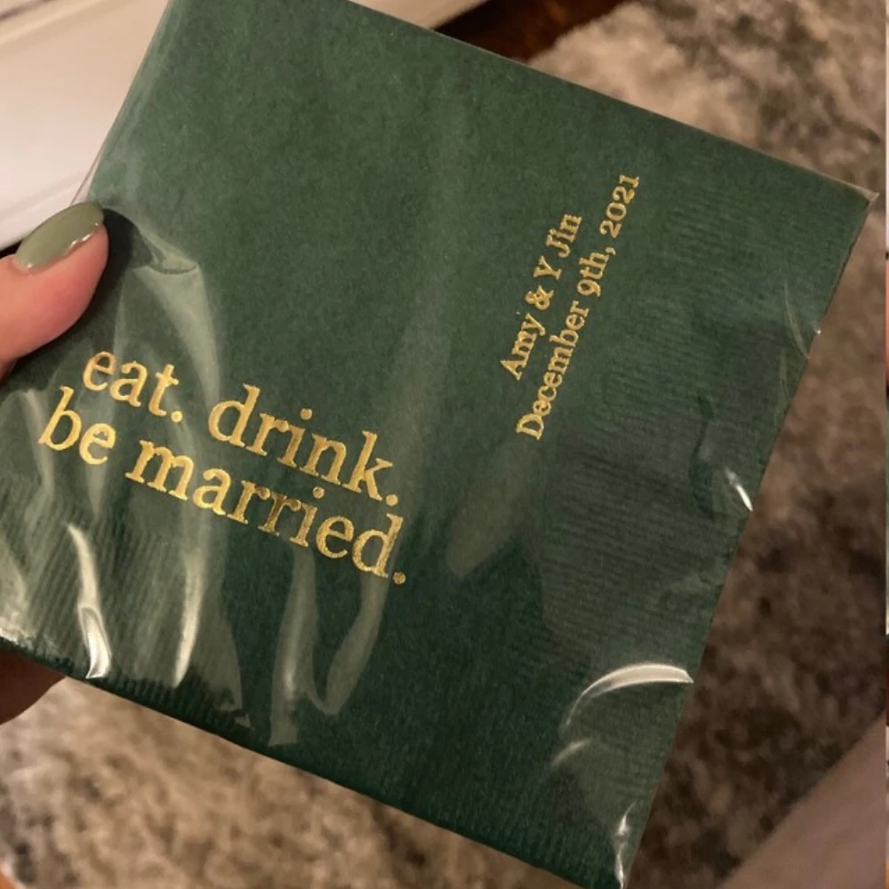 50 шт. персонализированных свадебных коктейльных салфеток | Eat. Напишите. Свадьба