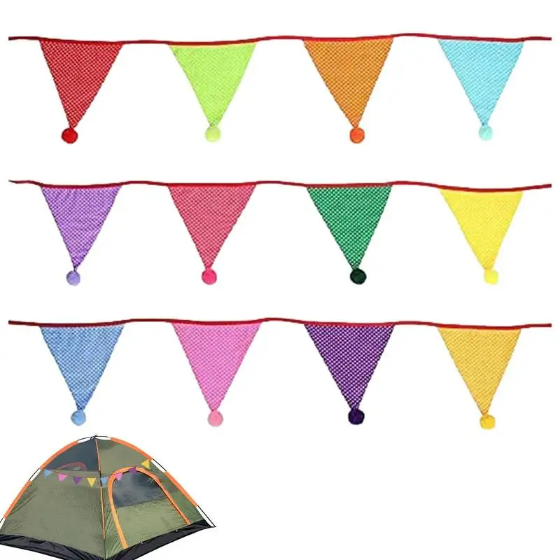 

Colorful Pennant Flags Double-Sided Cotton Pennants Reusable Triangle Flag For Birthday Parties Ceremonies Kitchen Bedrooms