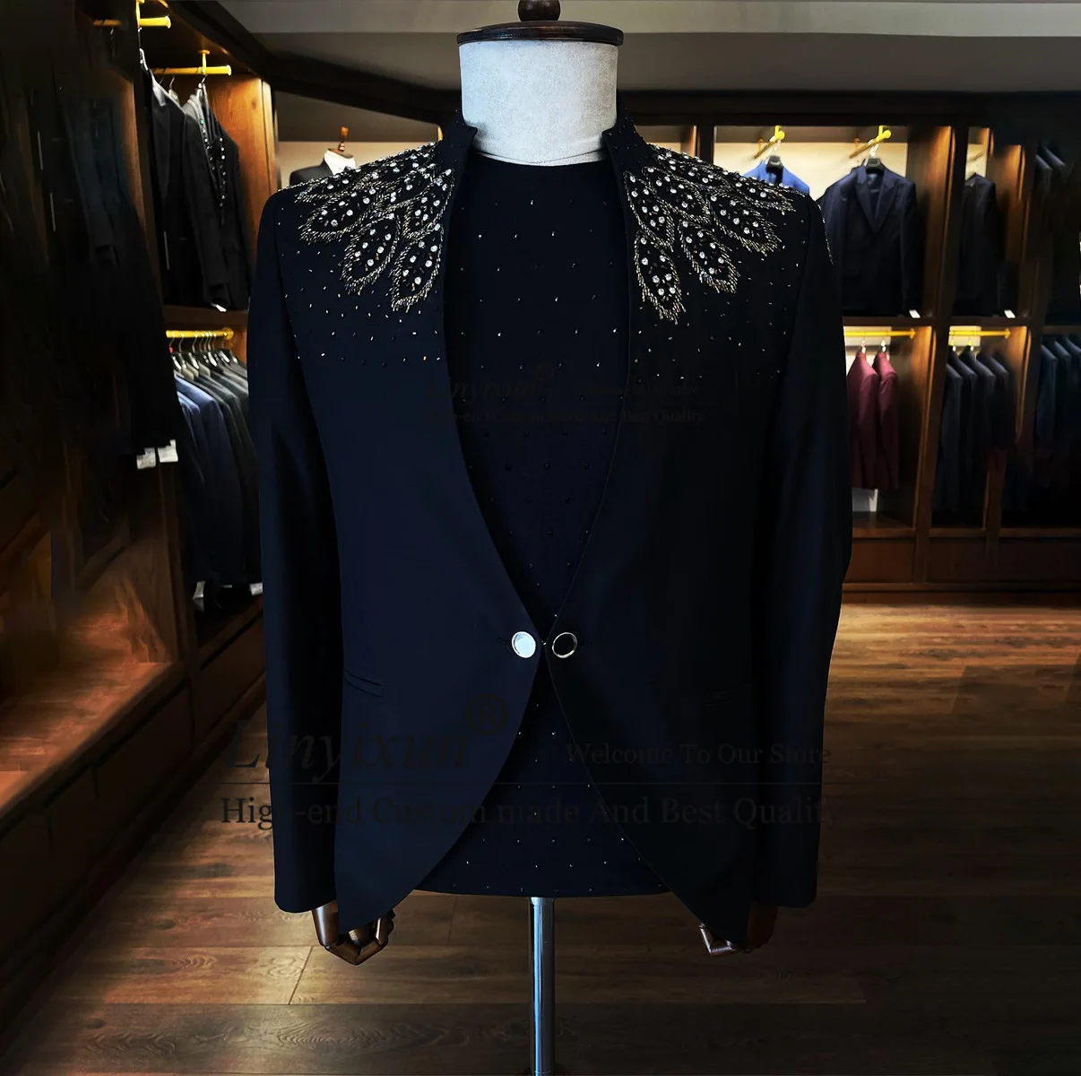 Роскошные смокинги с алмазной вышивкой и орнаментом мужские костюмы 3 предмета