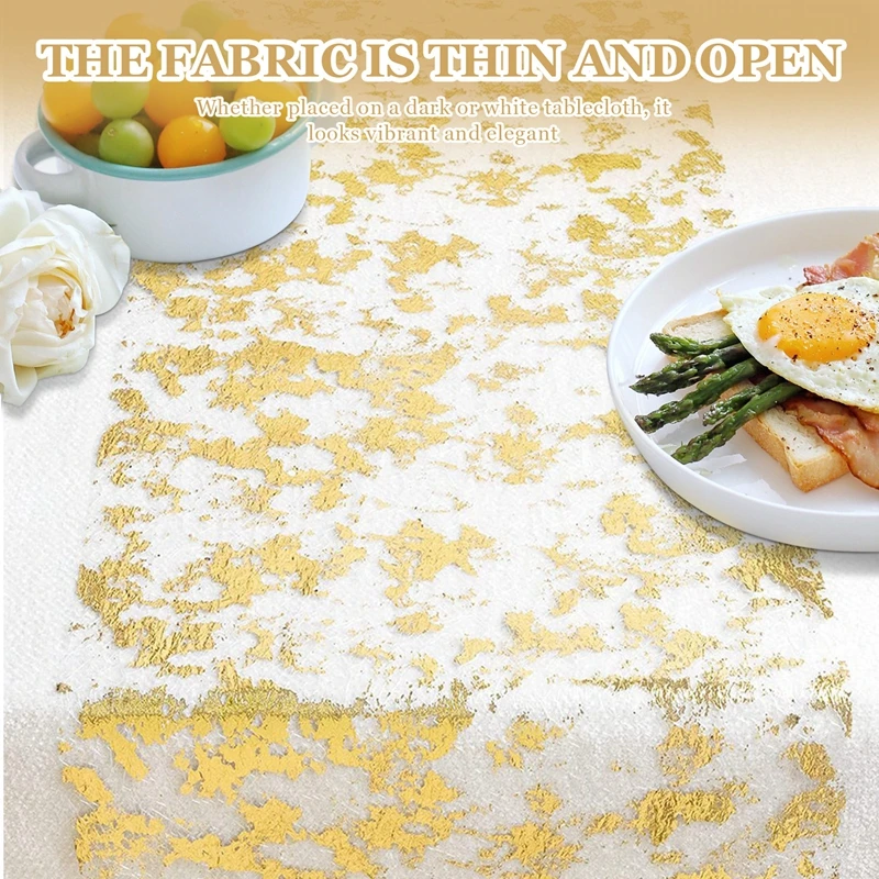 Table Runner Sparkling Polyester Tulle Ribbon Roll With Gold Foil Birthday Party Wedding Christmas Decor