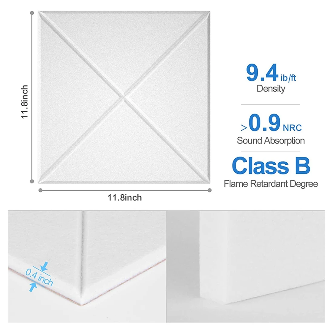 

12 Pack Acoustic Panels,Sound Proof Padding,Beveled Edge Sound Absorbing Panels,for Acoustic Treatment and Wall Decor,Et