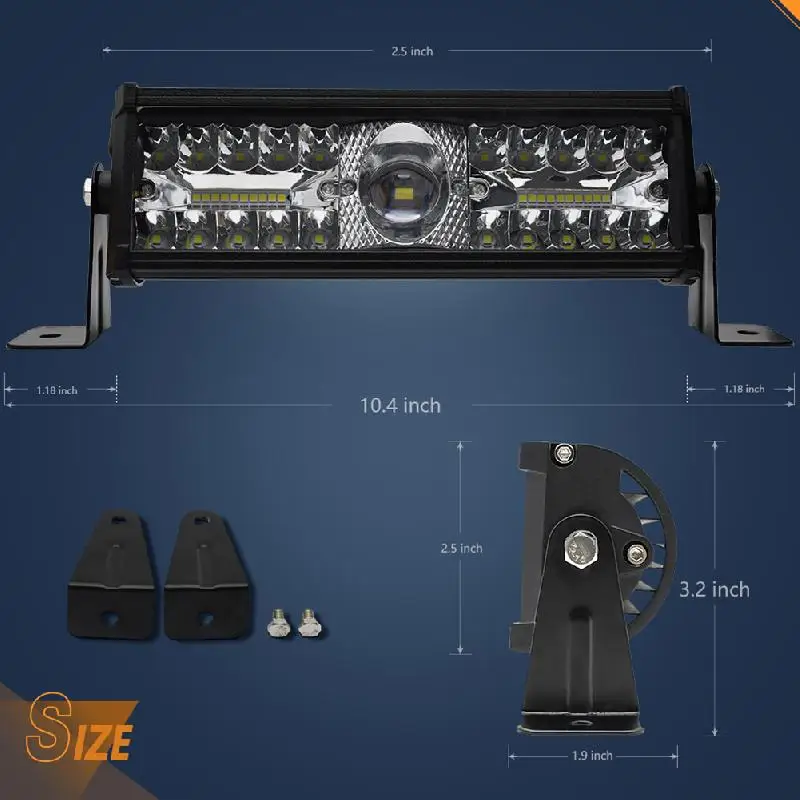 

10inch LED Work Light Bar Waterproof Spotlight Flood 9-30V DC Adjustable Offroad LED Light Bar For Truck Offroad 4X4 Car SUV ATV