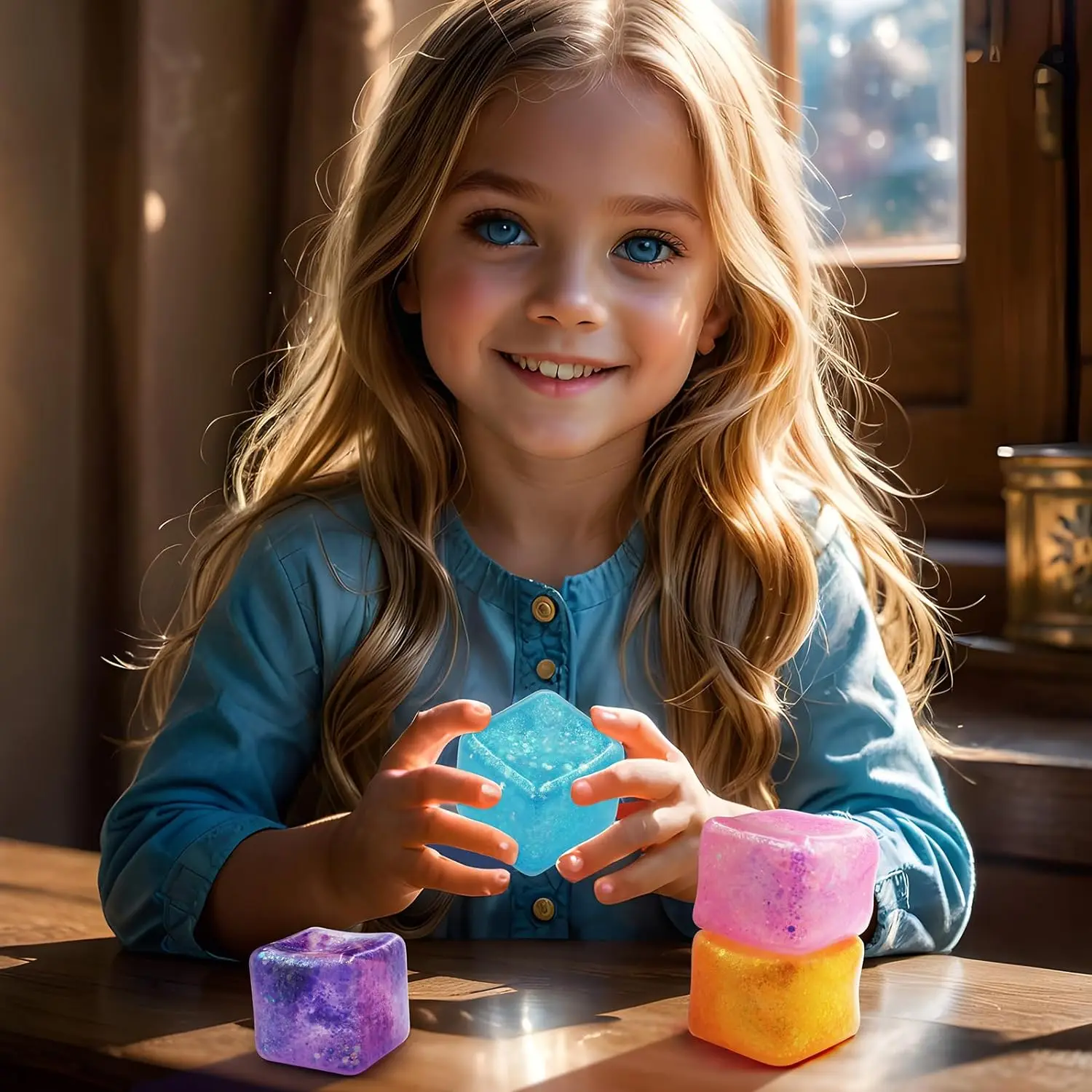 4 упаковки блестящие красивые квадратные антистрессовые кубики красочные льда