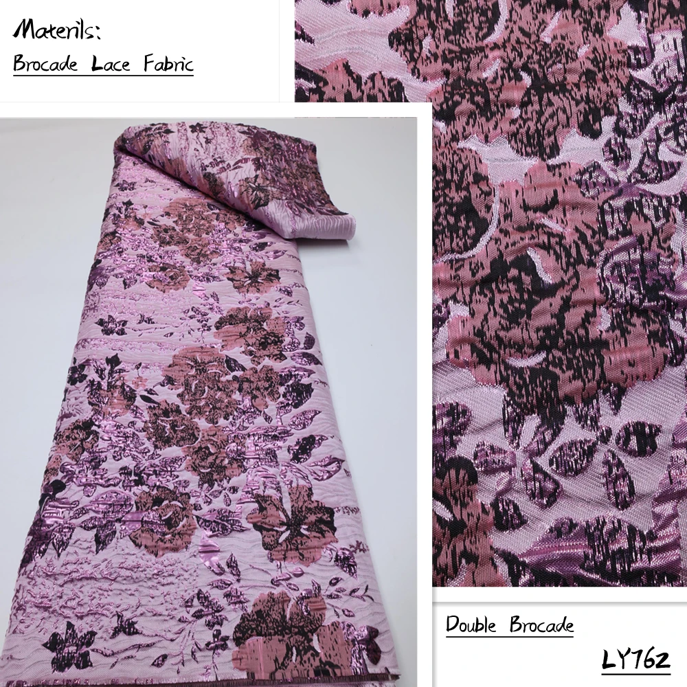 

PGC High Quality African Brocade Jacquard Lace Fabric 2022 Embroidered French Tulle Lace Fabric For Nigerian Party Dress LY762