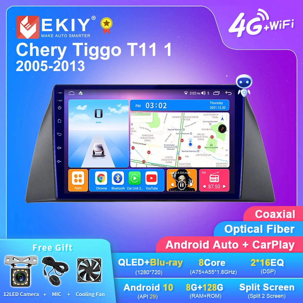 

EKIY T7 Android 9. 0 4G для Chery Tiggo 5 10,0-2014 автомобильное Стерео Радио мультимедийный плеер GPS-навигация динамик 2din Carplay DVD