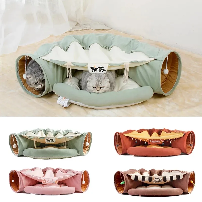 

Cat Bed Tunnel Collapsible Removeable Cat Tunnel Tube Pet Interactive Play Toys with Plush Balls For Cat Puppy Pet Supplies