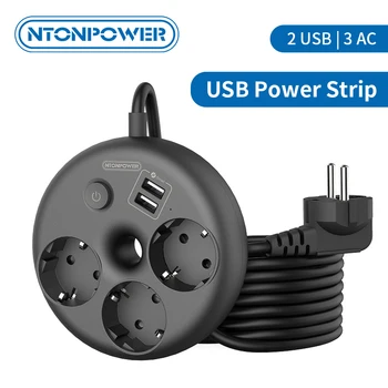 NTONPOWER 3 AC Outlet Power Strip Multiprise Smart Home Extension Cord Portable Electrical Socket for Travel Network Filter 1