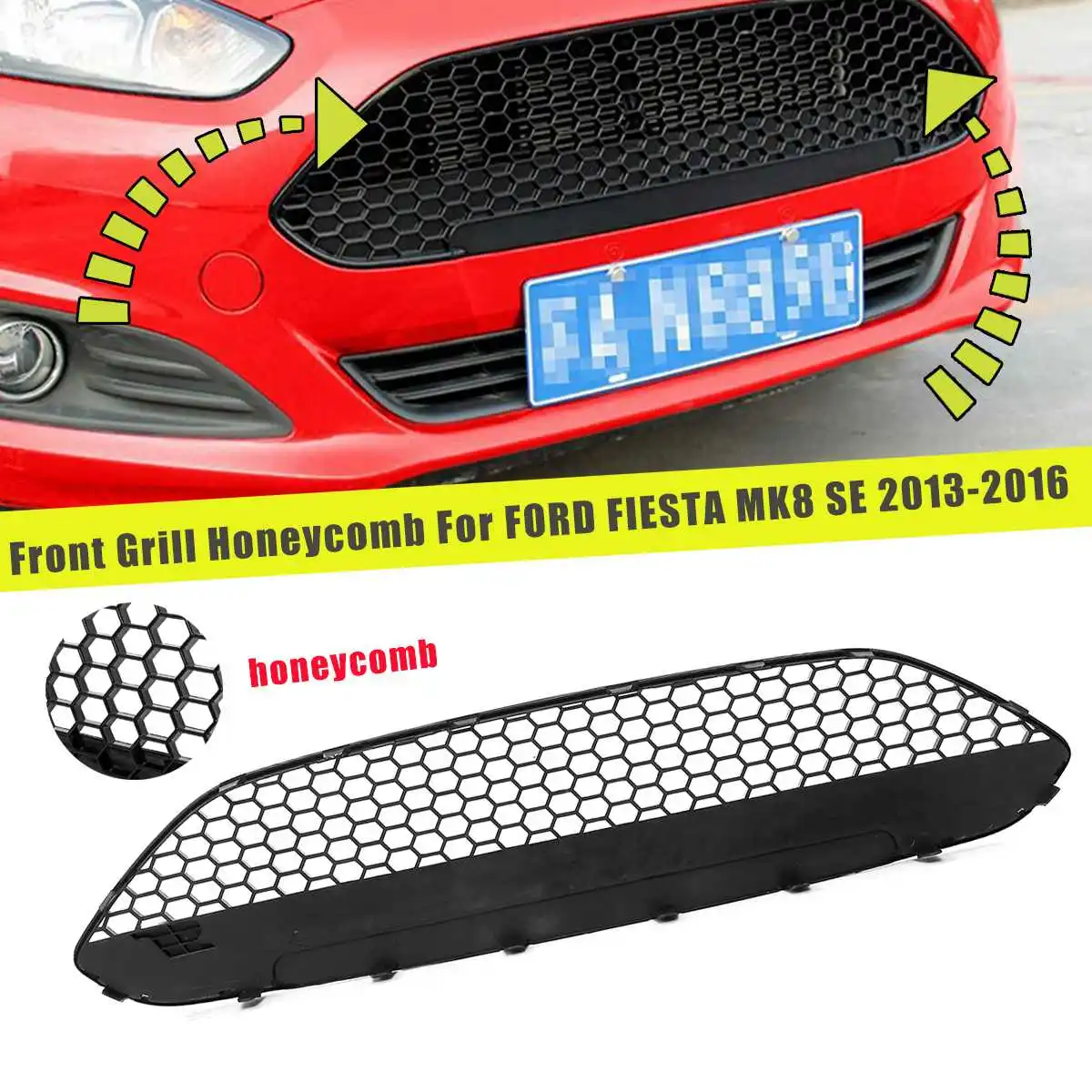 

Car Styling Front Racing Grill for FORD for FIESTA MK8 SE 2013 2014 2015 2016 Honeycomb Mesh Grille Auto Accessories