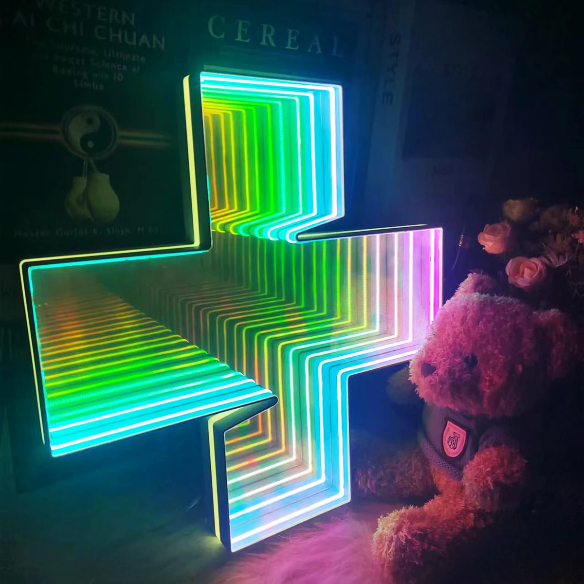 Пользовательский логотип 3d вывеска светодиодное круглое зеркало бесконечное