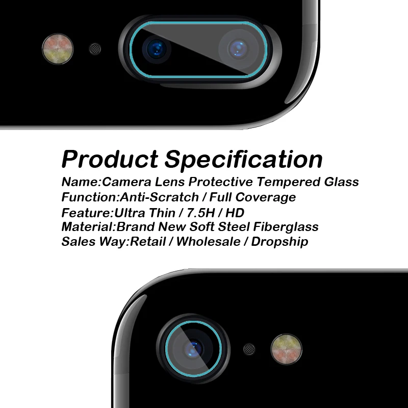 2pcs Camera Lens Protective Protector Cover for IPhone on X 8Plus 7Plus 6 6S 7 8 10 XR Xs Max Tempered Glass Film