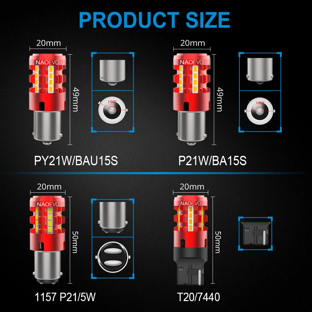 NaO 23 Вт P21W указатель поворота светодиодный Canbus 2500 лм без ошибок интерфейс BA15S 12 В/24