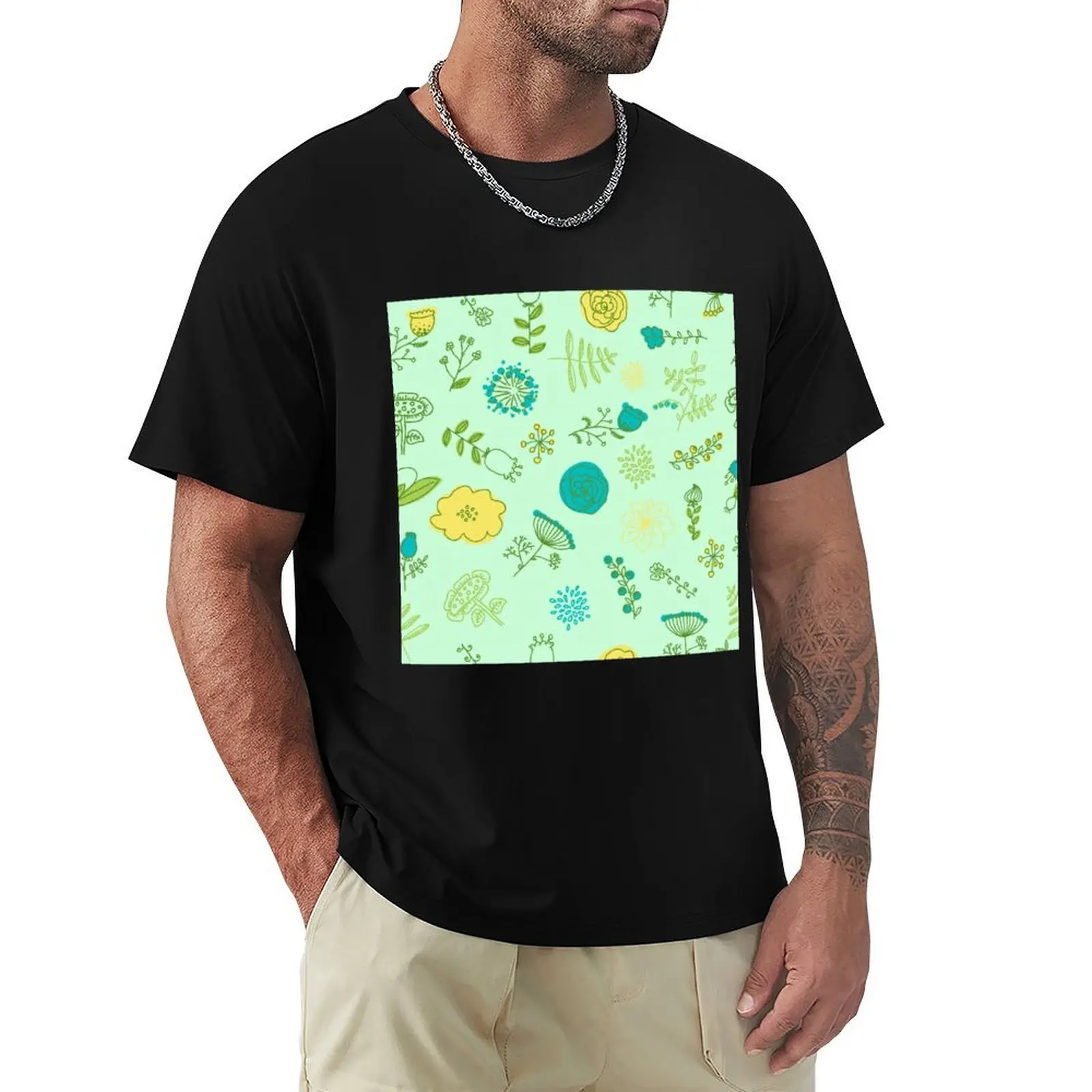 Фото Elegance Seamless pattern with flowers, vector floral illustration in vintage style T-Shirt Construction Work Tee Shirt №1