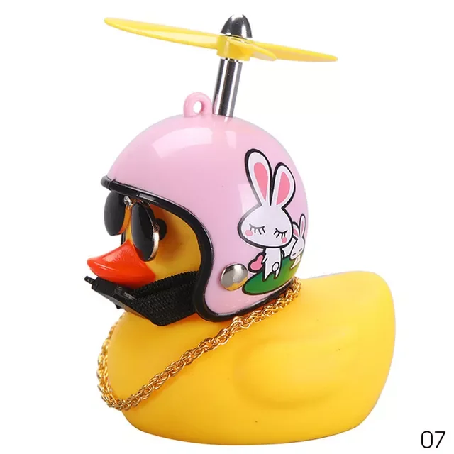 

Duck with Helmet Broken Wind Small Yellow Duck Road Bike Motor Helmet Riding Cycling Car Styling Decoration Accessories