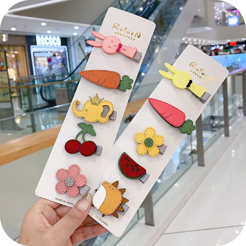 

5/1 Pcs/Set Girls Barrettes Cute Cartoon Fruit 5 Cm Hairpins Lovely Hair Clips Barrettes Headband Kids Sweet Hair Accessories