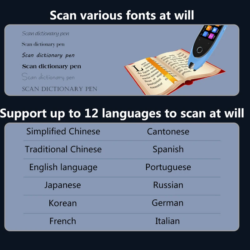 S50 smart 112 Languages translate Dictionary Translator Pen Scanner Text Scanning Reading Touchscreen Wireless Offline Function |