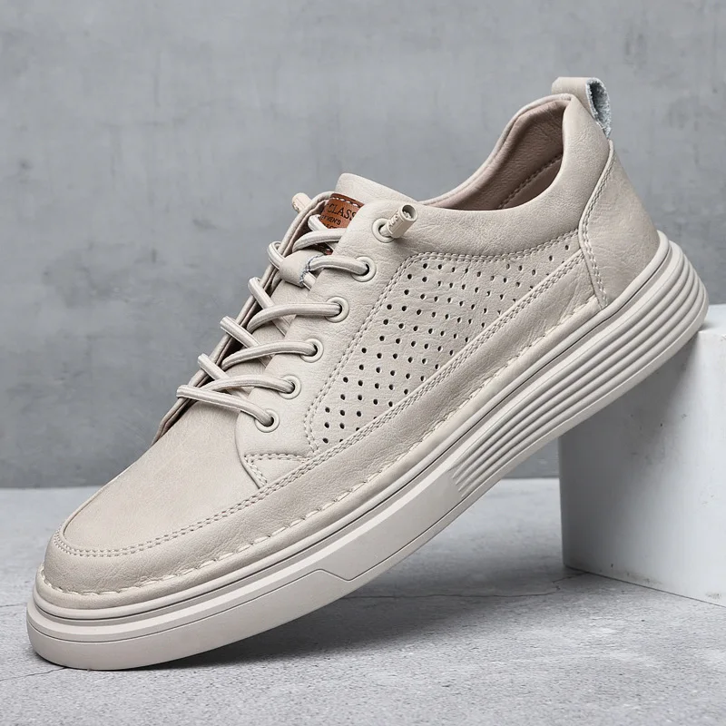 

Men's Shoes Summer 2022 New Breathable Hollow Casual Sports Board Shoes Versatile Men's Casual Shoes Genuine Leather Shoes Men