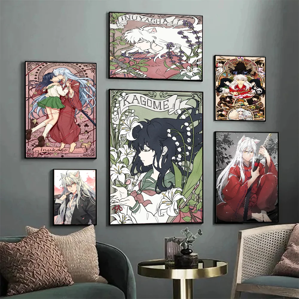 Японское Аниме Inuyasha HD Качество Самоклеящийся Художественный Постер Ретро