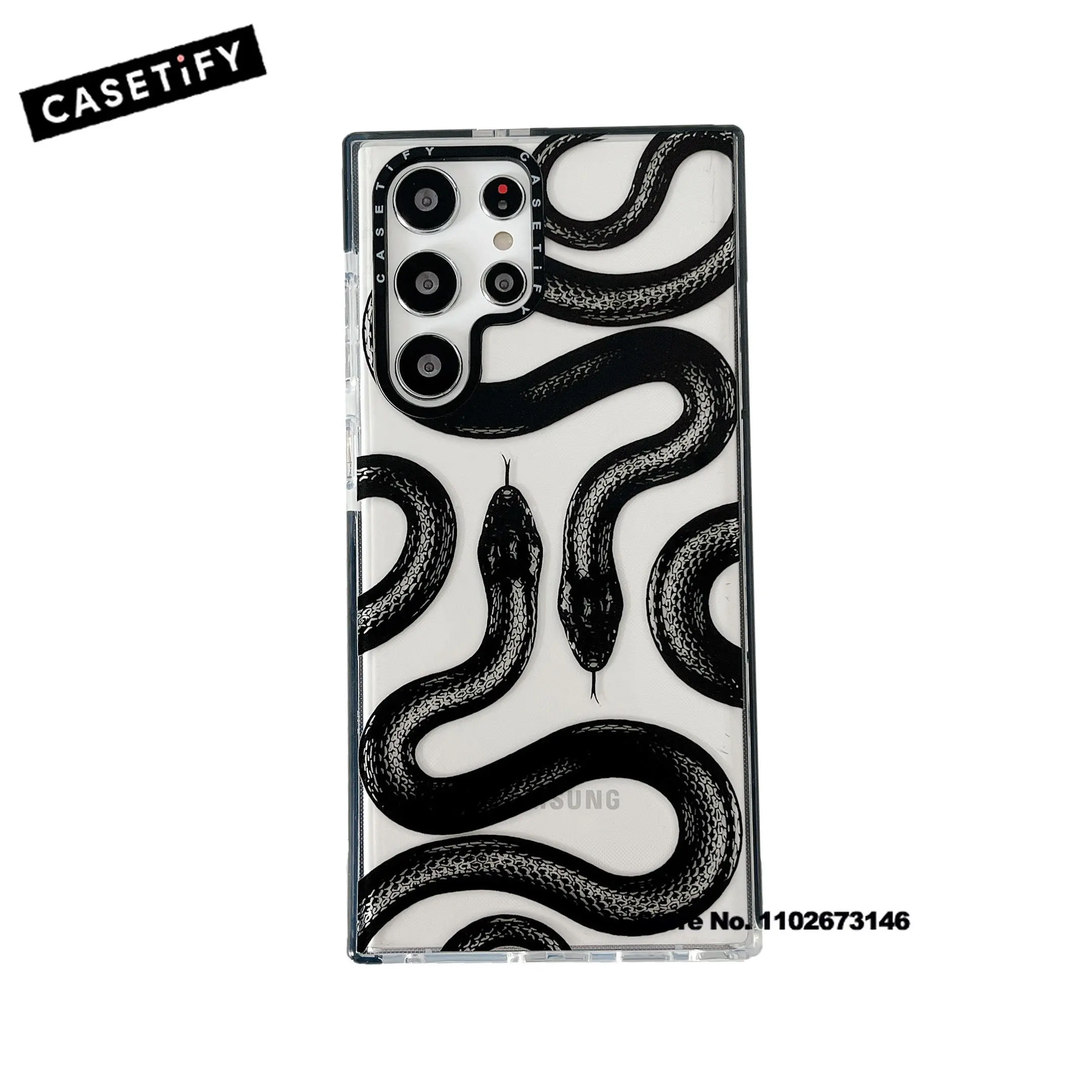 

CASETIFY Black Snake King TPU Phone Case for Samsung S20 S23 S22 S21 Plus S22 Ultra Fashion Cartoon Anti-Fall Cover F0310