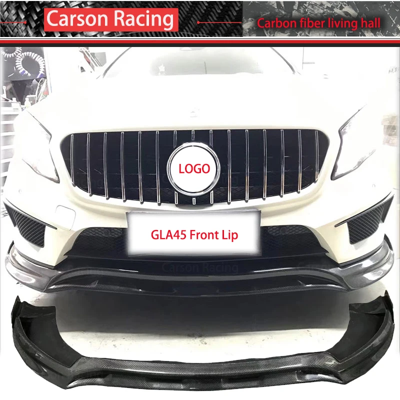 Фото Benz GLA Class X156 GLA45 AMG 2013-2019 Передний бампер из настоящего углеродного волокна, спойлер для подбородка, внешние аксессуары, комплект кузова, губа №3