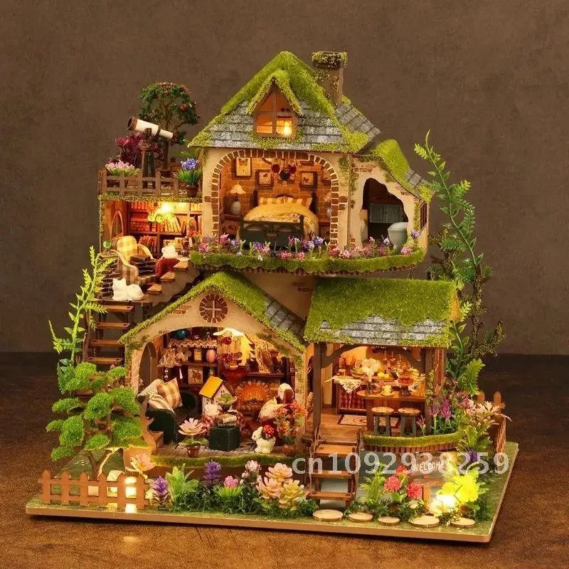 Фото DIY деревянные подарки модель комплект лесные приключения кукла Casa с кукольным домиком Рождественская головоломка миниатюрные домики 3D для друзей мебель №5