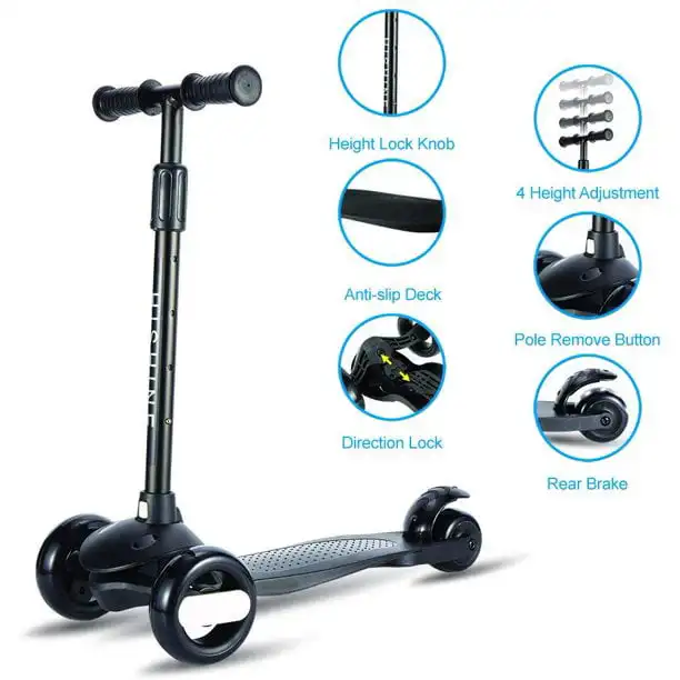 

GlideKick Scooter With Light - Black