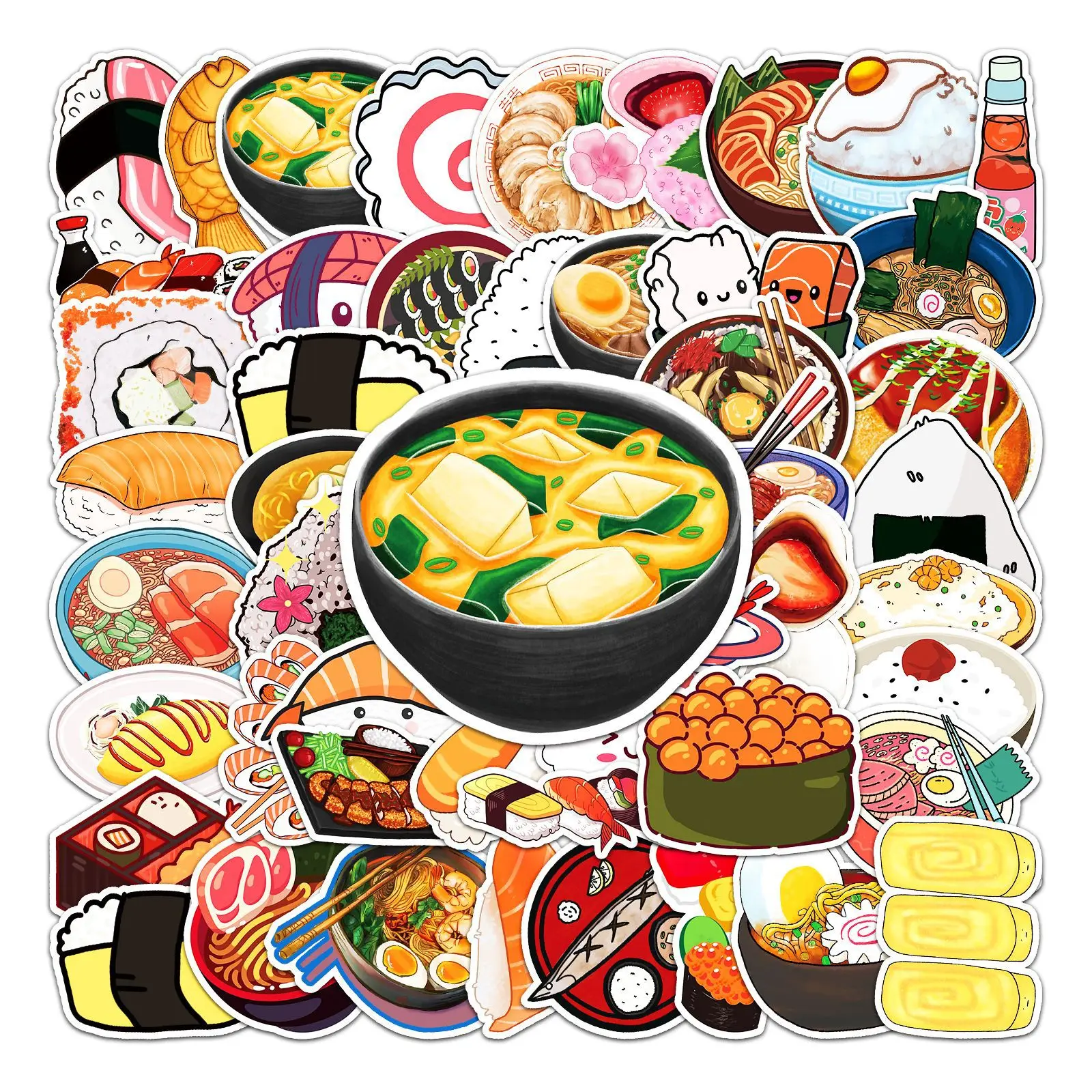 

10/30/50pcs Japanese Food Cartoon Stickers Scrapbook Scooter Notebook Diy Computer Kids Toys Car Motorcycle Decal Decor Sticker