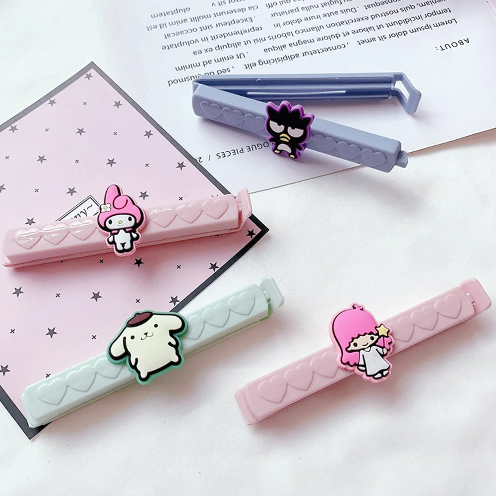 

New Kawaii My Melody Kitty Kuromi Cinnamoroll Pachacco Plastic Sealing Clips Bag Clips for Food Chip Clips Food Clips