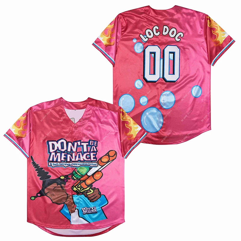 

BG baseball jersey DONT BE A MENACE 00 LOC DOC jerseys Outdoor sportswear Embroidery sewing pink Hip-hop Street culture 2022 new