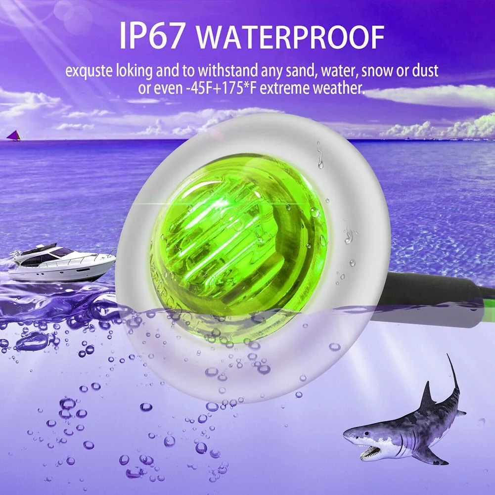 

12V Side Marker LED Light 2 Wires 20pcs 3/4\\\\\\\"inch 80LM Green Round Set