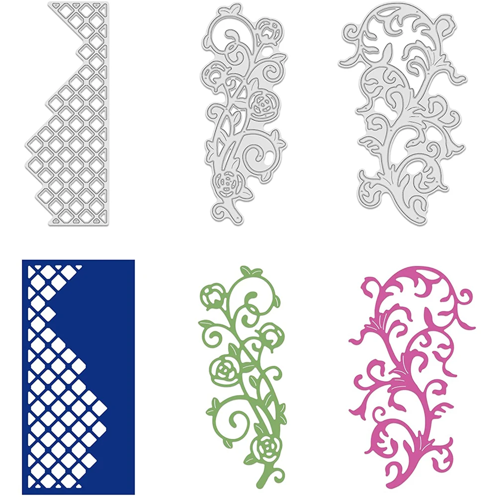 

Металлические режущие штампы в виде цветов и виноградных лоз, 3 шт., рамка с кромками, шаблоны, формы для «сделай сам», для скрапбукинга, изгот...