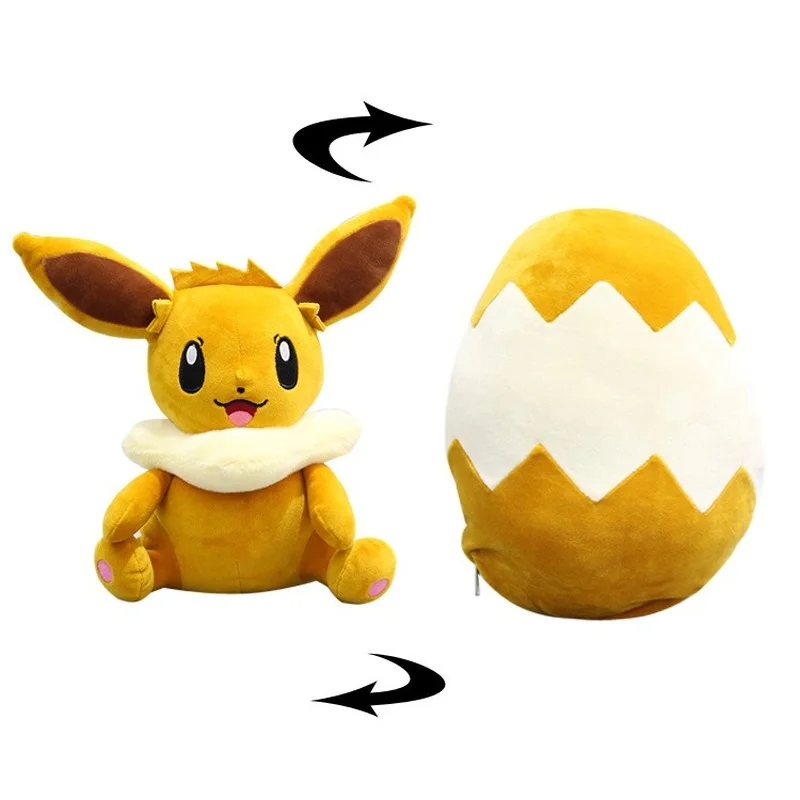 

Деформированный автомобиль Pokemon Eevee Pikachu, плюшевая кукла, детская игрушка, двухсторонняя подушка, деформируемая подушка в виде яйца, детская ...