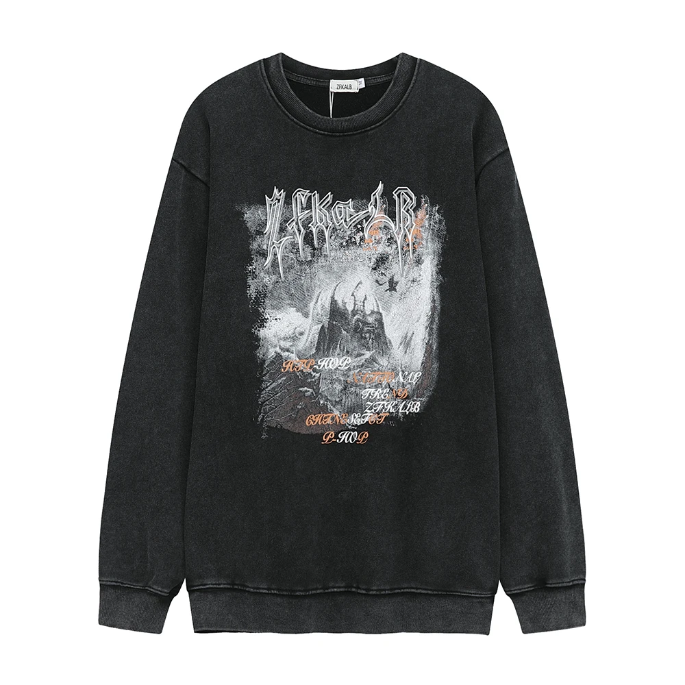 

Vintage Goth Graphic Hoodie Oversized Sweatshirts Streetwear Anime Harajuku Y2k Clothes Men Hoodies Women Loose Emo Demon Slayer