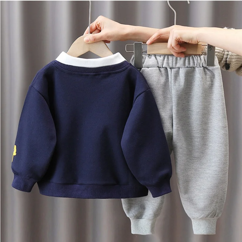 

Детская одежда весенний и осенний костюм для мальчиков с имитацией топа повседневные брюки спортивная одежда из двух предметов