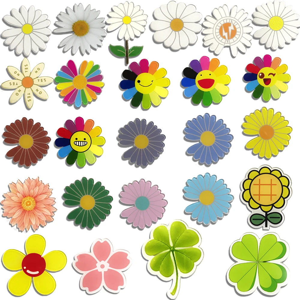 25 Pcs/Set Cute Acrylic Pins, K-pop Sun Flower Four Leaf Clo