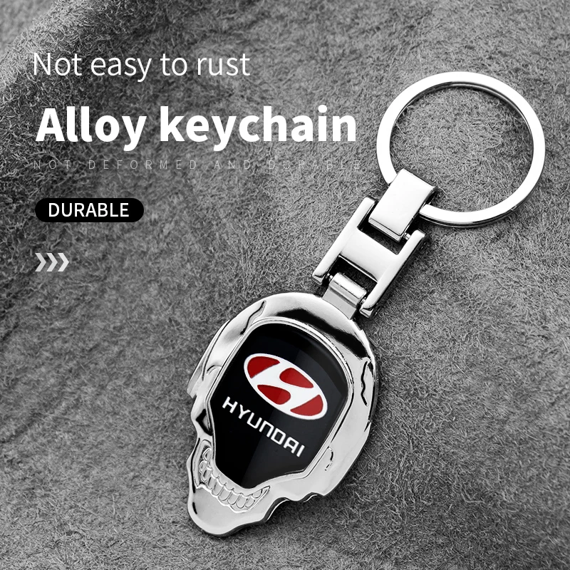 

1pcs Car Metal Leather 3D Skull Styling Keychain Accessories For Hyundai i30 i20 ix35 Tucson Accent Getz Elantra Touring GT ix20