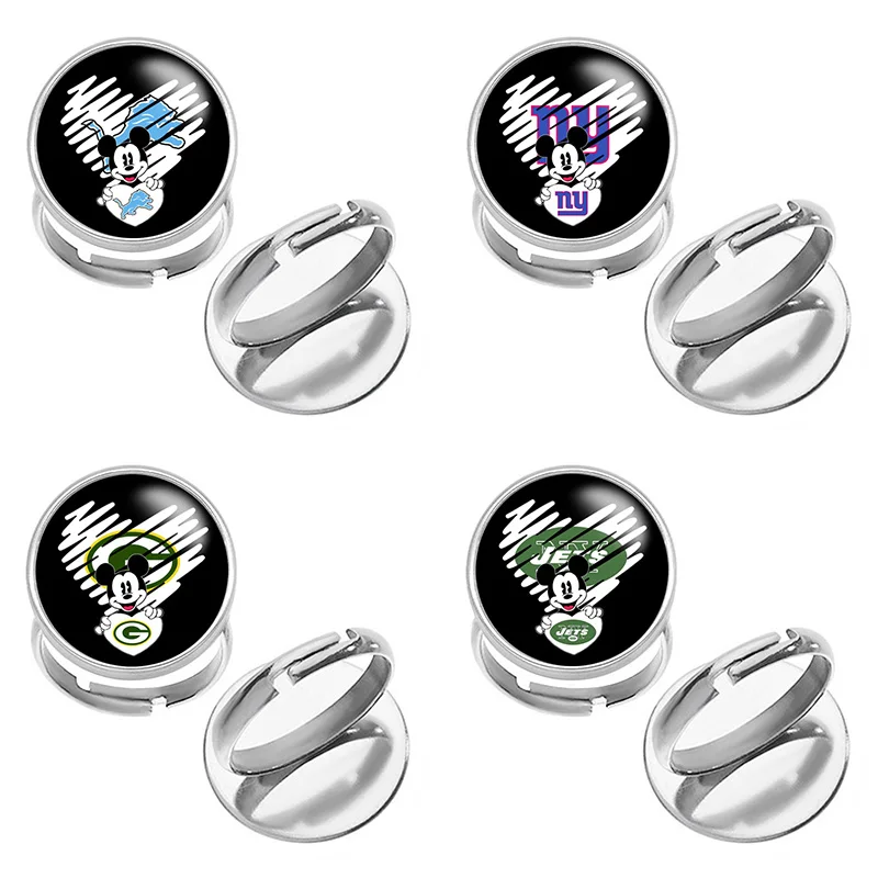 

Кольцо из нержавеющей стали с кабошоном и изображением Микки Мауса