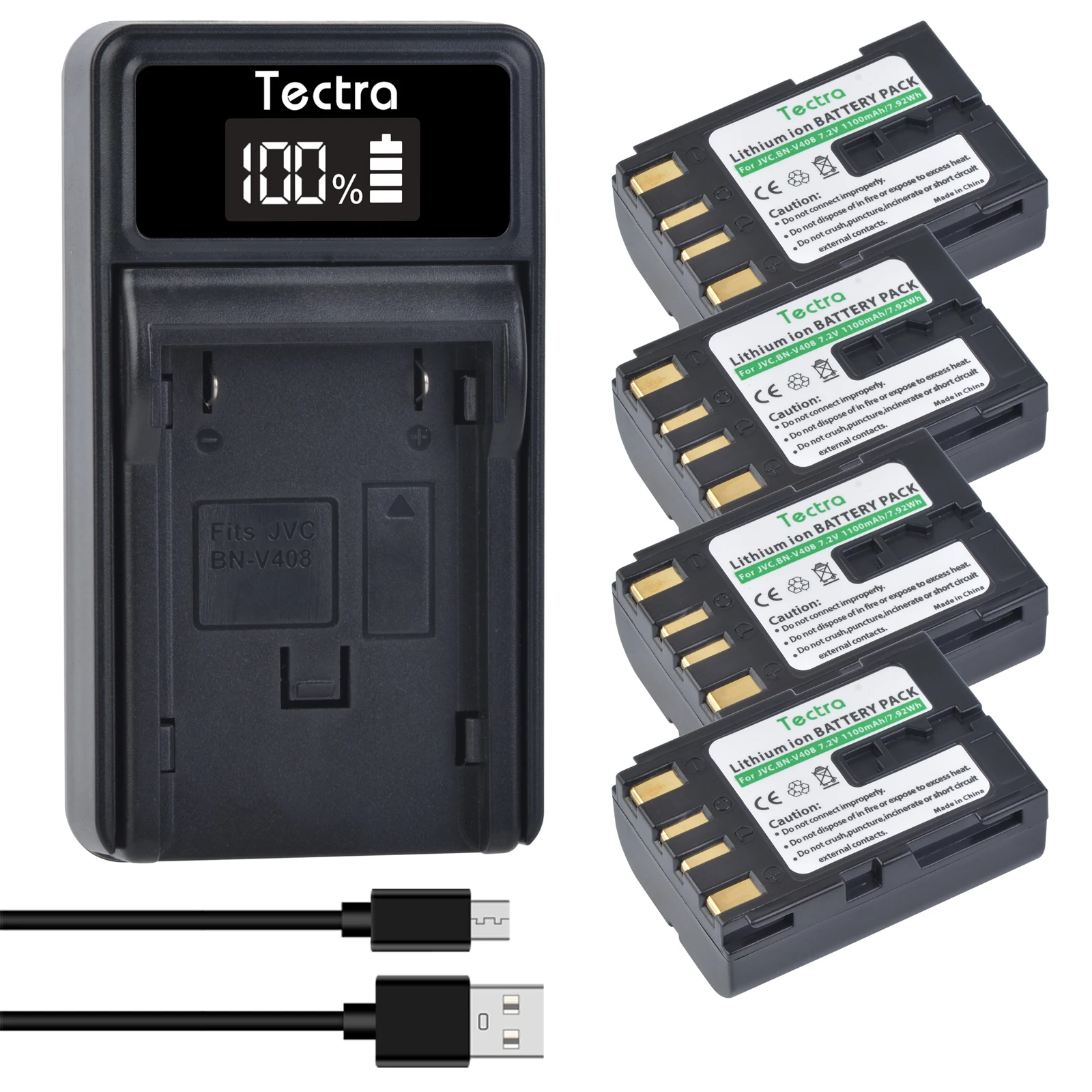 Аккумулятор 1100 мАч BN-V408 + зарядное устройство со светодиодной подсветкой для JVC